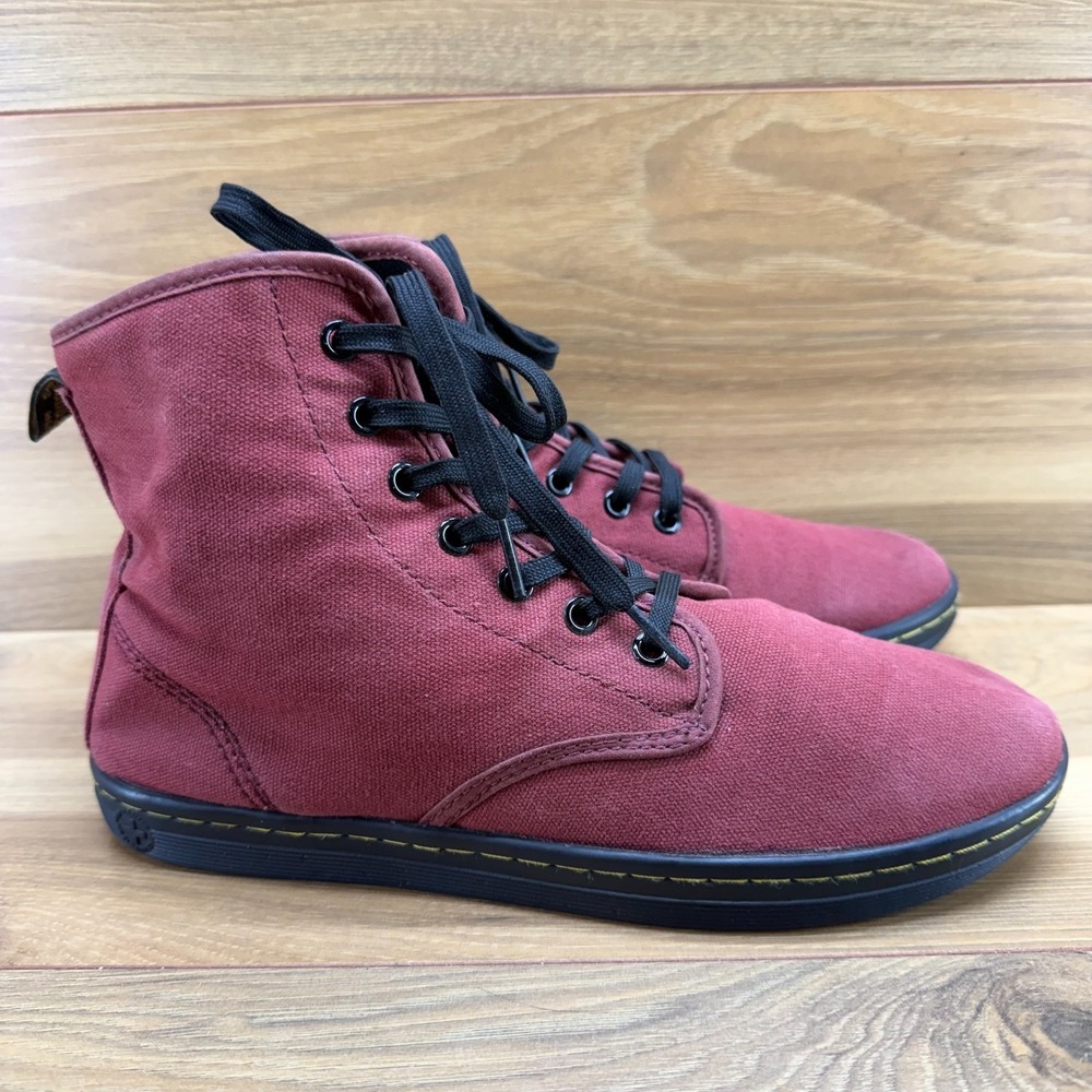 Dr Martens Shoreditch Canvas Boot Womens‎ 9 Red Lace Up Sneaker Boot